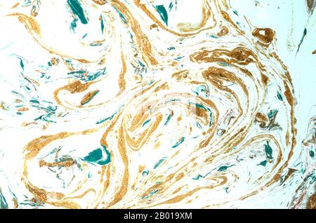Gray and gold agate ripplle pattern. Pale beautiful marble background. Stock Photo
