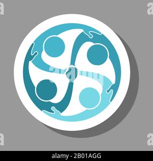 Teamwork icon that symbolizes partners and group success. All the objects, shadows and background are in different layers. Stock Vector