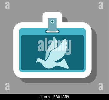 Freelancer ID card icon that symbolizes freelance worker. All the objects, shadows and background are in different layers. Stock Vector