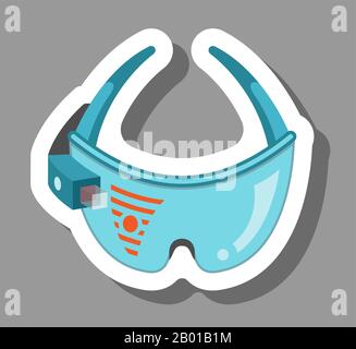 AR glasses icon that symbolizes wearable smart devices technology. All the objects, shadows and background are in different layers. Stock Vector