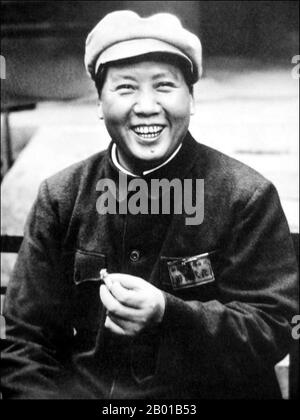 China: Mao Zedong (26 December 1893 - 9 September 1976) Chairman of the People's Republic of China, c. 1935-1940.  Mao Zedong, also transliterated as Mao Tse-tung, was a Chinese communist revolutionary, guerrilla warfare strategist, author, political theorist, and leader of the Chinese Revolution. Commonly referred to as Chairman Mao, he was the architect of the People's Republic of China (PRC) from its establishment in 1949, and held authoritarian control over the nation until his death in 1976. His theoretical contribution to Marxism-Leninism is collectively known as Maoism. Stock Photo