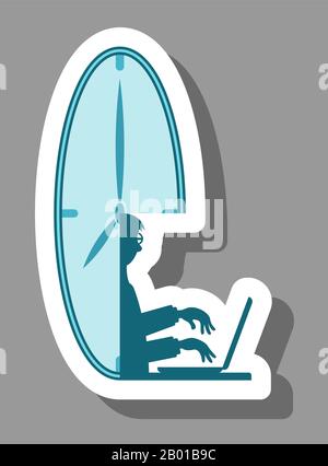 Part-time worker icon that symbolizes limited time worker. All the objects, shadows and background are in different layers. Stock Vector