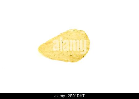 tasty ridged potato chips on white background. Stock Photo