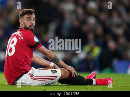 Bruno Fernandes of Man Utd during the Premier League match between Chelsea and Manchester United at Stamford Bridge, London, England on 17 February 2020. Photo by Andy Rowland.