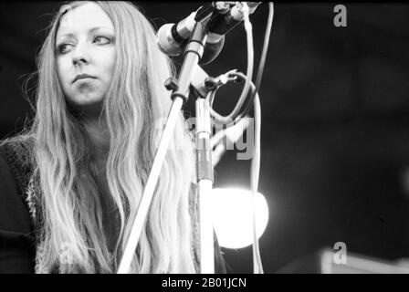 The Pentangle group during the famous Isle of Wight festival in 1970, it is estimated that between 600 and 700,000 people attended. Sunday, August 30, 1970 Stock Photo