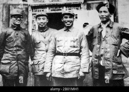 China: Bo Gu (left), Zhou Enlai (second left), Zhu De (right) and