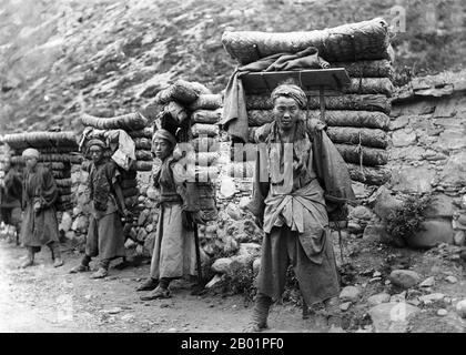 China: Tea Porters on Tea Horse Road, Western Sichuan. Photo by Auguste ...