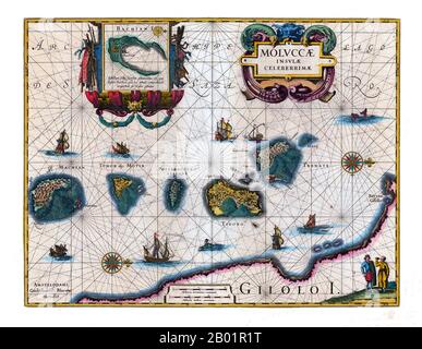 Map Of Southeast Asia With Indonesian Archipelago Indiae Orientalis Nec Non Insularum Adiacentium Nova Descriptio (Title On Object), Map Of Southeast Asia With Indonesian Archipelago, Different Areas Of Different Colors. In The