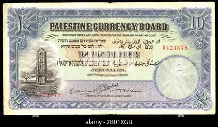 Palestine: Palestine Currency Board banknote for 5 Palestinian Pounds ...