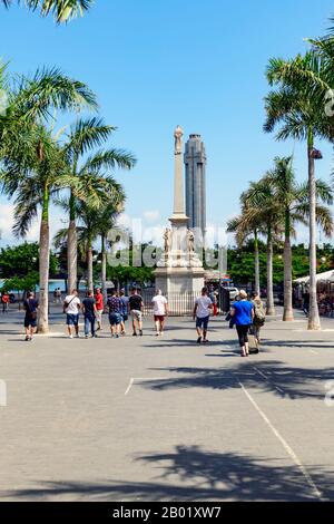 Plaza de la Candelaria. A picturesque mainly pedestrianised palm tree lined street Santa Cruz de Tenerife, Canary Islands. Stock Photo