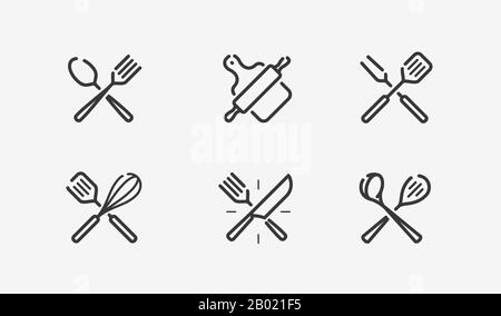 Cooking icon set. Culinary, restaurant, menu, symbol. Vector Stock Vector