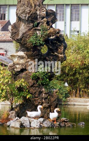 Liang Yuan or Liang's Garden was built between 1796 and 1850 CE and is regarded as one of the most beautiful gardens in Guangdong Province.  Foshan dates back to the 7th century CE and has been famous for its ceramics, porcelain and pottery industry since the Song Dynasty (960 - 1276 CE). It is also famous for its martial arts. It contains numerous Wing Chun schools where many come to train and spar. Stock Photo