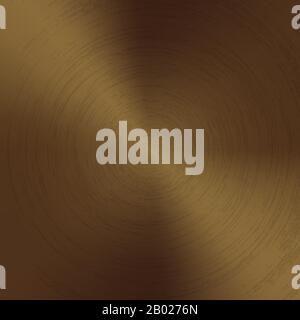 Radial polished texture bronze metal background. Vector textured technology brass color background with circular polished, brushed concentric texture. Stock Vector