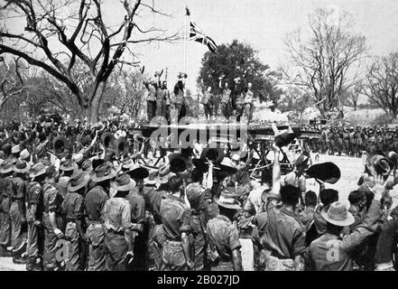 The fall of Mandalay on 20th March 1945 was the culmination of an advance of 640 kilometres (400 miles) against ever increasing opposition which carried the 19th Indian Division of the British Indian Army from the banks of the Chindwin River to the walls of Fort Dufferin in Mandalay.  Both the 1st and 4th Battalions of the 6th Gurkha Rifles served in the 19th Indian Division during this period. The 1st Battalion was in the 64th Indian Infantry Brigade, for the most part leading the Division’s advance and covering the north and west flanks. The 4th Battalion was in the 62nd Indian Infantry Brig