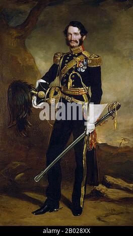 General Sir James Hope Grant GCB (22 July 1808 – 7 March 1875), British general, was the fifth and youngest son of Francis Grant of Kilgraston, Perthshire, and brother of Sir Francis Grant, President of the Royal Academy.  He entered the British Army in 1826 as cornet in the 9th Lancers, and became lieutenant in 1828 and captain in 1835. In 1842 he was brigade-major to Lord Saltoun in the First Opium War, and specially distinguished himself at the capture of Chinkiang, after which he received the rank of major and the CB. In the First Anglo-Sikh War of 1845–1846 he took part in the battle of S Stock Photo