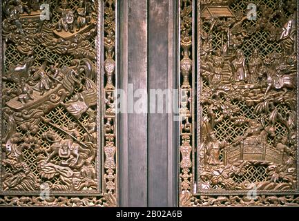 Built in 1894 by the 72 Chen (usually romanised as Chan in Cantonese) clans, the Chen Family Temple (Chenjia Si), also known as the Chen Clan Academy (simplified Chinese: 陈家祠; traditional Chinese: 陳家祠; pinyin: Chén Jiā Cí) is an academic temple in Guangzhou (Canton). The academy was built for the clans juniors', a place to live and prepare for the imperial examinations during the Qing Dynasty. Stock Photo