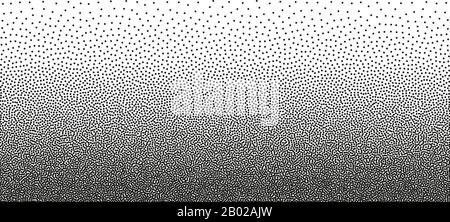 Stipple gradient background. Black ink dots on a white background. Monochrome stipple dotted spray texture Stock Vector