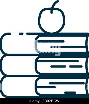 books and apple line style icon design, Education literature read ...