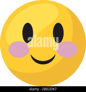 Blushing emoji face flat style icon design, Cartoon expression cute emoticon character profile facial toy adorable and social media theme Vector illustration Stock Vector