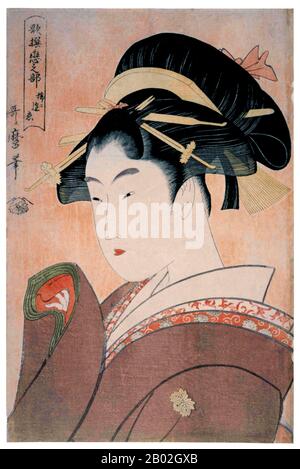 Kitagawa Utamaro (ca. 1753 - October 31, 1806) was a Japanese printmaker and painter, who is considered one of the greatest artists of woodblock prints (ukiyo-e). He is known especially for his masterfully composed studies of women, known as bijinga.  He also produced nature studies, particularly illustrated books of insects. Stock Photo