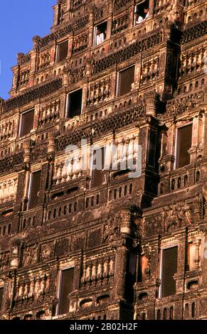 The Thanjavur Maratha Palace, also known as Aranmanai, was originally built by the Nayaks of the Thanjavur Nayak kingdom (16th - 17th century CE). After the fall of the Thanjavur Nayak kingdom, it served as the official residence of the Thanjavur Maratha.  When most of the Thanjavur Maratha kingdom was annexed to the British Empire in 1799, the Thanjavur Marathas continued to hold sway over the palace and the surrounding fort. The Bhonsle family continued to hold on to the palace even after the last king Shivaji II was deposed as per the Doctrine of Lapse. Stock Photo