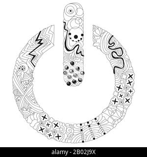 Zentangle stylized On Off switch - vector icon for coloring. Hand Drawn lace vector illustration Stock Vector
