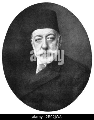Mehmed V Reshad (Ottoman Turkish: محمد خامس Meḥmed-i ẖâmis, Turkish: Mehmed V Reşad or Reşat Mehmet) (2/3 November 1844 – 3/4 July 1918) was the 35th Ottoman Sultan. He was the son of Sultan Abdülmecid I. He was succeeded by his half-brother Mehmed VI.  Mehmed V died at Yıldız Palace on 3 July 1918 at the age of 73, only four months before the end of World War I. Thus, he did not live to see the downfall of the Ottoman Empire. He spent most of his life at the Dolmabahçe Palace and Yıldız Palace in Constantinople. His grave is in the historic Eyüp district of the city. Stock Photo