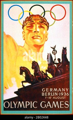 The 1936 Summer Olympics, officially known as the Games of the XI Olympiad, was an international multi-sport event that was held in 1936 in Berlin, Germany.  Berlin won the bid to host the Games over Barcelona, Spain, on 26 April 1931, at the 29th IOC Session in Barcelona (two years before the Nazis came to power). Stock Photo