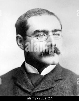 Joseph Rudyard Kipling (30 December 1865 – 18 January 1936) was an English short-story writer, poet, and novelist. He wrote tales and poems of British soldiers in India and stories for children. He was born in Bombay, in the Bombay Presidency of British India, and was taken by his family to England when he was five years old.  Kipling's works of fiction include 'The Jungle Book' (1894), 'Kim' (1901), and many short stories, including 'The Man Who Would Be King' (1888). His poems include 'Mandalay' (1890), 'Gunga Din' (1890), 'The White Man's Burden' (1899), and 'If—' (1910). He is regarded as Stock Photo