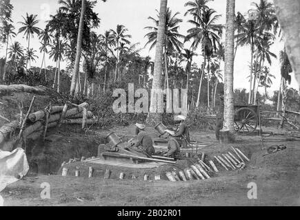 The Aceh War, also known as the Dutch War or the Infidel War (1873–1914), was an armed military conflict between the Sultanate of Aceh and the Netherlands which was triggered by discussions between representatives of Aceh and the United Kingdom in Singapore during early 1873.  The war was part of a series of conflicts in the late 19th century that consolidated Dutch rule over modern-day Indonesia. Stock Photo