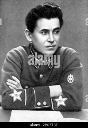 Nikolai Yezhov's time in charge is sometimes known as the 'Yezhovshchina' ('the Yezhov era'), a term coined during the de-Stalinization campaign of the 1950s. After presiding over mass arrests and executions during the Great Purge, Yezhov became a victim of it himself. He was arrested, confessed under torture to a range of anti-Soviet activity, and was executed in 1940.  By the beginning of World War II, his status within the Soviet Union became that of a political non-person. Among art historians, he has the nickname 'The Vanishing Commissar' because after his execution, his likeness was reto Stock Photo