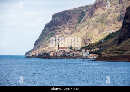 Madeira spectacular landscape jardim do mar coastline cliffs beach sea Stock Photo