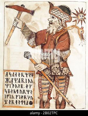 The Poetic Edda is a collection of Old Norse poems primarily preserved in the Icelandic mediaeval manuscript Codex Regius.  Together with Snorri Sturluson's Prose Edda, the Poetic Edda is the most important extant source on Norse mythology and Germanic heroic legends. Stock Photo