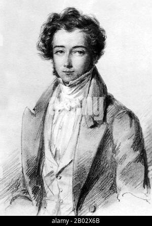 Alexis-Charles-Henri Clérel de Tocqueville (29 July 1805 – 16 April 1859) was a French political thinker and historian best known for his works Democracy in America (appearing in two volumes: 1835 and 1840) and The Old Regime and the Revolution (1856). In both of these, he analyzed the improved living standards and social conditions of individuals, as well as their relationship to the market and state in Western societies. Democracy in America was published after Tocqueville's travels in the United States, and is today considered an early work of sociology and political science.  Tocqueville w Stock Photo