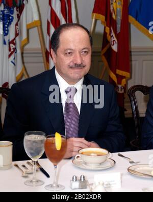 Masoud Barzani (Kurdish: Mesud Barzanî; born 16 August 1946) is an Iraqi Kurdish politician who has been President of the Iraqi Kurdistan Region since 2005, as well as leader of the Kurdistan Democratic Party (KDP) since 1979.  Masoud Barzani succeeded his father, the Kurdish nationalist leader Mustafa Barzani, as the leader of the KDP in 1979. Working closely with his brother Idris Barzani until Idris' death, Barzani and various other Kurdish groups fought Baghdad during the Iran-Iraq War. For much of this time, the Kurdish leadership was exiled to Iran. Stock Photo