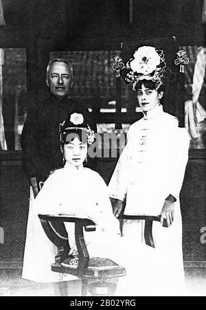 Gobulo Wan Rong ('Beautiful Countenance') was the daughter of Rong Yuan, the Minister of Domestic Affairs of the Qing Government and head of one of Manchuria's most prominent, richest families. At the age of 17, Wan Rong was selected from a series of photographs presented to the Xuan Tong Emperor (Puyi). The wedding took place when Puyi reached the age of 16. Wan Rong was the last Empress Consort of the Qing Dynasty in China, and later Empress of Manchukuo (also known as the Manchurian Empire). Empress Wan Rong died of malnutrition and opium addiction in prison in Jilin.  Sir Reginald Fleming Stock Photo