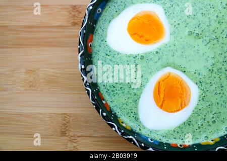 Frankfurt Green Sauce ('Frankfurter Grüne Soße', or 'Grie Soß'), a specialty of Frankfurt, Germany. Stock Photo