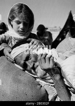 The 1948 Palestinian exodus, known in Arabic as the Nakba (Arabic: al-Nakbah, lit.'catastrophe'), occurred when more than 700,000 Palestinian Arabs fled or were expelled from their homes, during the 1947–1948 Civil War in Mandatory Palestine and the 1948 Arab–Israeli War.  The exact number of refugees is a matter of dispute, but around 80 percent of the Arab inhabitants of what became Israel (50 percent of the Arab total of Mandatory Palestine) left or were expelled from their homes.  Later in the war, Palestinians were forcibly expelled as part of 'Plan Dalet' in a policy of 'ethnic cleansing Stock Photo