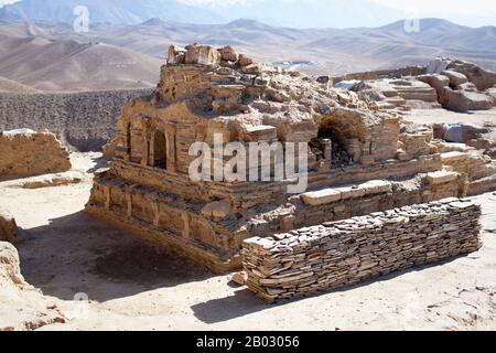 About 30 kms from Kabul, Mes Aynak, is a trove of Buddhist monastery ruins, statues, and stupas attesting to the prolific role that Afghanistan played in the proliferation of Buddhism in Central and East Asia. Currently being excavated as a copper mine, rescue excavations began in 2009. Work was undertaken by the National Institute of Archaeology and the Delegation Archeologique Francaise en Afghanistan. Part of the monastic compound was excavated, leading to the discovery of a vaulted chapel, monks’ cells and storerooms.  Polychrome terracotta statues were also found, including a sleeping Bud Stock Photo