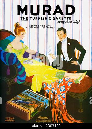 In The Early 1900s Manufactures Of Turkish And Egyptian Cigarettes Tripled Their Sales And Became Major Competitors To Leading Brands The New York Based Greek Tobacconist Soterios Anargyros Produced Hand Rolled Murad Cigarettes Made Of Pure