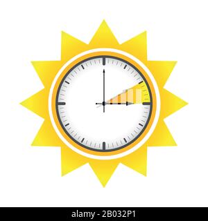 summer time clock daylight saving time sun vector illustration EPS10 Stock Vector