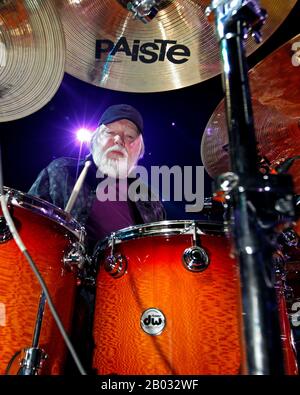 Legendary drummer Ronnie Tutt performs with Neil Diamond at the BB&T Center in Sunrise, Florida. Stock Photo