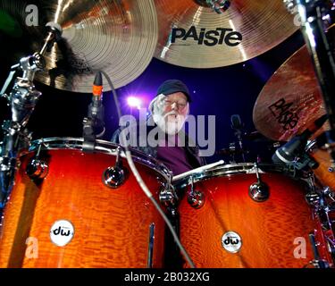 Legendary drummer Ronnie Tutt performs with Neil Diamond at the BB&T Center in Sunrise, Florida. Stock Photo