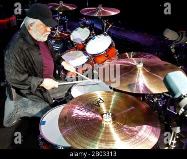 Legendary drummer Ronnie Tutt performs with Neil Diamond at the BB&T Center in Sunrise, Florida. Stock Photo