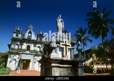 In the 15th century, the Portuguese explored the sea route to India and Pope Nicholas V enacted the Papal bull Romanus Pontifex. This bull granted the patronage of the propagation of the Christian faith in Asia to the Portuguese and rewarded them with a trade monopoly for newly discovered areas.  After Vasco da Gama arrived at Calicut on the coast of Kerala in India in 1498, the trade became prosperous. In 1510, the Portuguese wrested Goa from the Sultan of Bijapur and finally established themselves in Goa. By 1544, they conquered the districts of Bardez and Salcette in Goa.  In 1534, the Arch Stock Photo