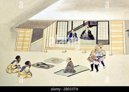 This picture scroll is a copy of selected sections of the Ezo Shima Kikan (Unusual Views of the Island of Ezo [Hokkaido]) by Hata Awagimaro, completed in Kansei 11 (1799) and considered the most notable work depicting the contemporaneous lives of the Ainu.  The Ainu or in historical Japanese texts Ezo, are an indigenous people of Japan (Hokkaido, and formerly northeastern Honshu) and Russia (Sakhalin and the Kuril Islands).