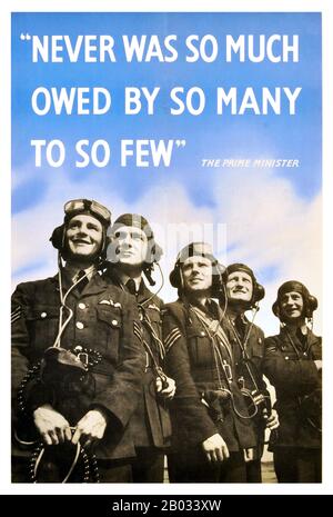 Second World War RAF poster Never Was So Much Owed by So Many to So ...