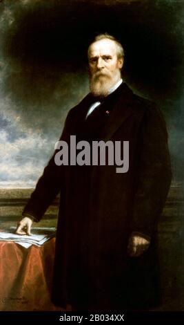 Rutherford Birchard Hayes (October 4, 1822 – January 17, 1893) was the 19th President of the United States (1877–81).  As president, he oversaw the end of Reconstruction, began the efforts that led to civil service reform, and attempted to reconcile the divisions left over from the Civil War and Reconstruction. Stock Photo