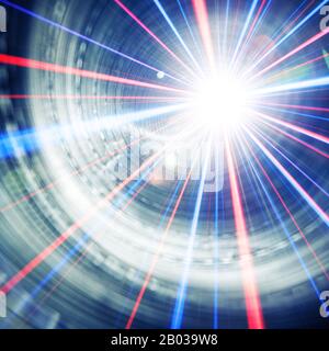 Abstract light beams, lasers, flares background Stock Photo