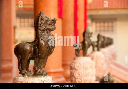 Wat Pho Maen Khunaram is a Mahayana Buddhist temple built in 1959. It mixes Thai, Chinese and Tibetan architectural styles. Stock Photo